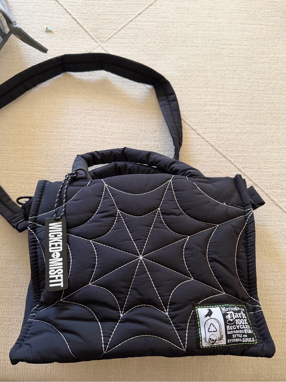 Wicked Misfit Spiderweb Puff Tote - Picture 2 of 7
